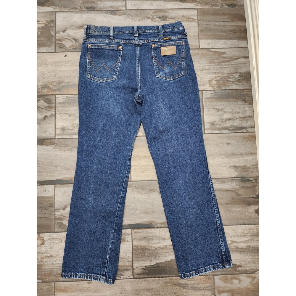 Men's Wrangler® Cowboy Cut® Slim Fit Stretch Dark Blue Jean 937STR Actual 36X30